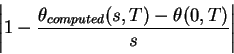 \begin{displaymath}\left\vert 1-\frac{\theta_{computed}(s,T)-\theta(0,T)}{s}\right\vert
\end{displaymath}