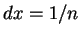 $dx=1/n$