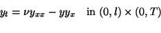 \begin{eqnarray*}
&&y_t=\nu y_{xx}-yy_x\quad\mbox{in }(0,l)\times(0,T)\\
\end{eqnarray*}